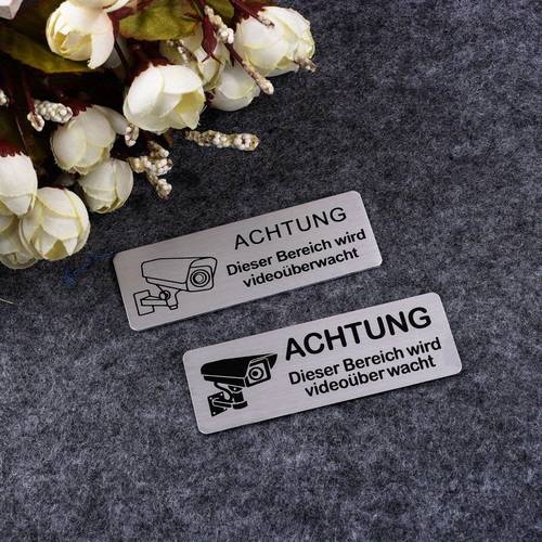 aluminium hinweisschilder zur videoüberwachung - selbstklebende kamerawarnschilder für sicherheit - sprache, robustes metallmaterial, für verschiedene montageflächen