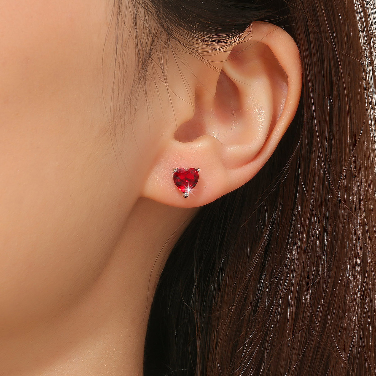 

1 Pair Fashionable Red Zirconia Earrings For Women's Daily Wear