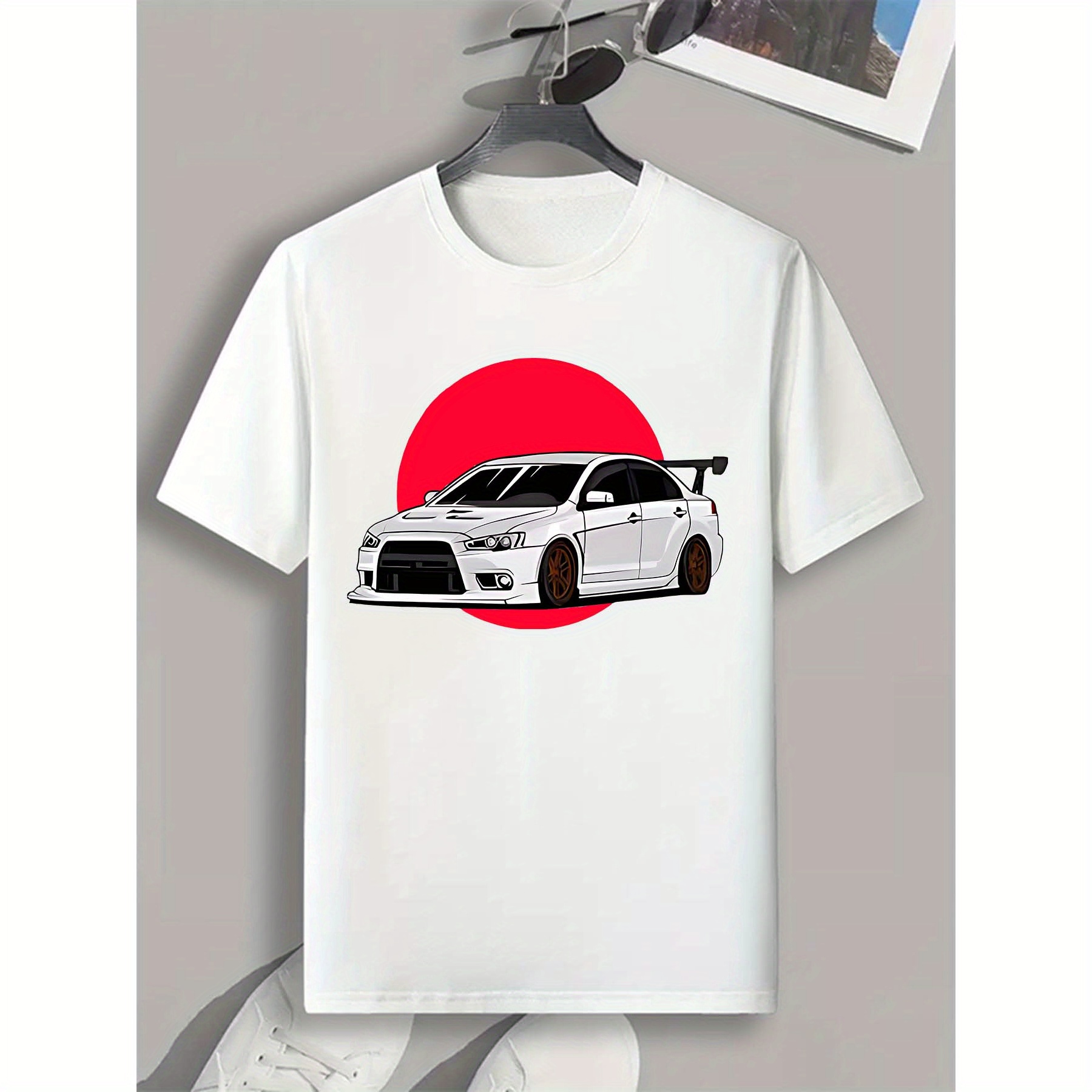 

Men's Casual & Stylish T-shirt, Cool Car Print T-shirt For Sports & Exercise