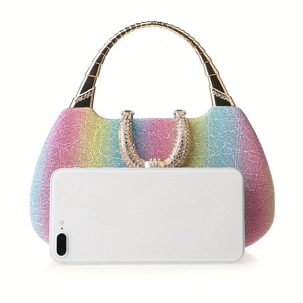 the new colored stone pattern small square bag popular fine flash hand dinner bag ladies hand bag dress banquet match beautiful gift details 0