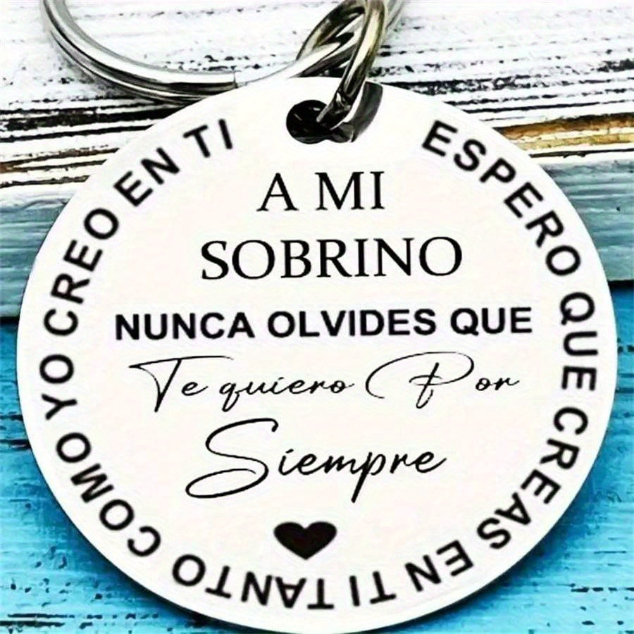 TEMU Llavero de acero inoxidable con para o , llavero grabado con de y alfabeto, regalo de festival de Navidad, anillo decorativo con hebilla y