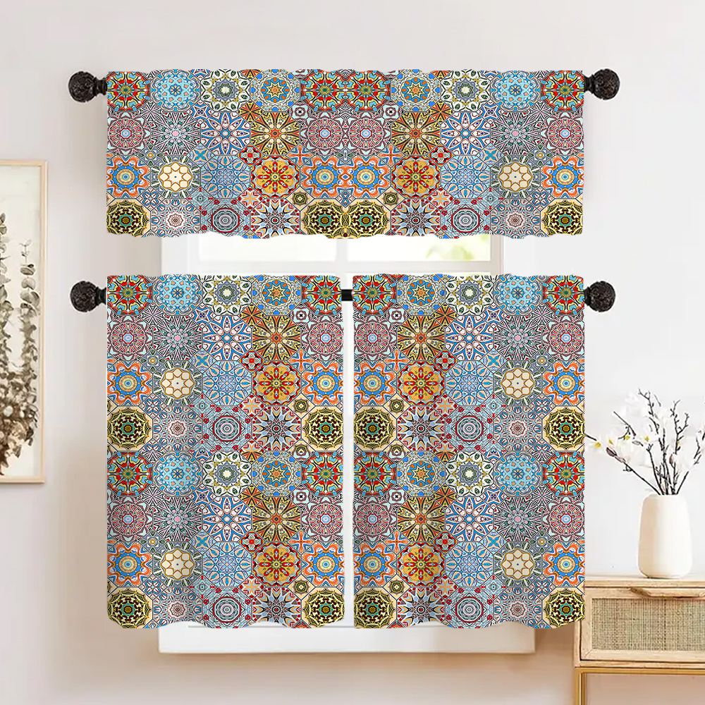 

Boho Mandala Pattern Blackout Curtain - Rod Pocket Window Treatment For Living Room, Bedroom, Kitchen & More - Versatile Polyester Decor, Hand Wash Only, 1pc/2pcs Set