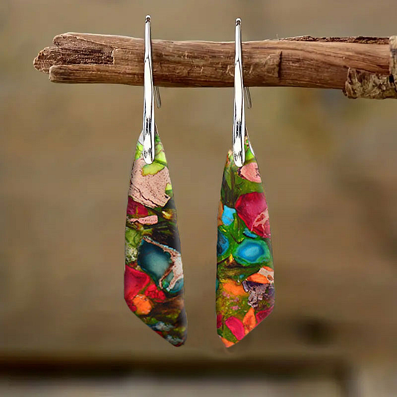 

Bohemian Chic 2pcs Turquoise-inspired Earrings Set - Retro Alloy & Resin, Birthdays, Anniversaries, Valentine's Day Gift