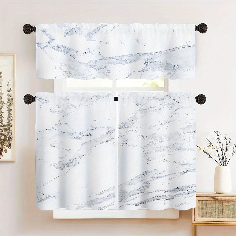 

Elegant Marble Pattern Curtain - Rod Pocket Design For Living Room, Bedroom, Kitchen & More - Versatile Polyester Drapery, Blackout Privacy, Hand Wash Only - 1pc/2pcs