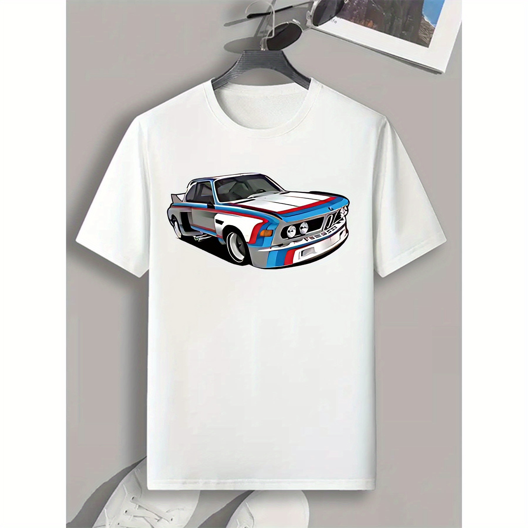 

Men's Casual & Stylish T-shirt, Cool Car Print T-shirt For Sports & Exercise