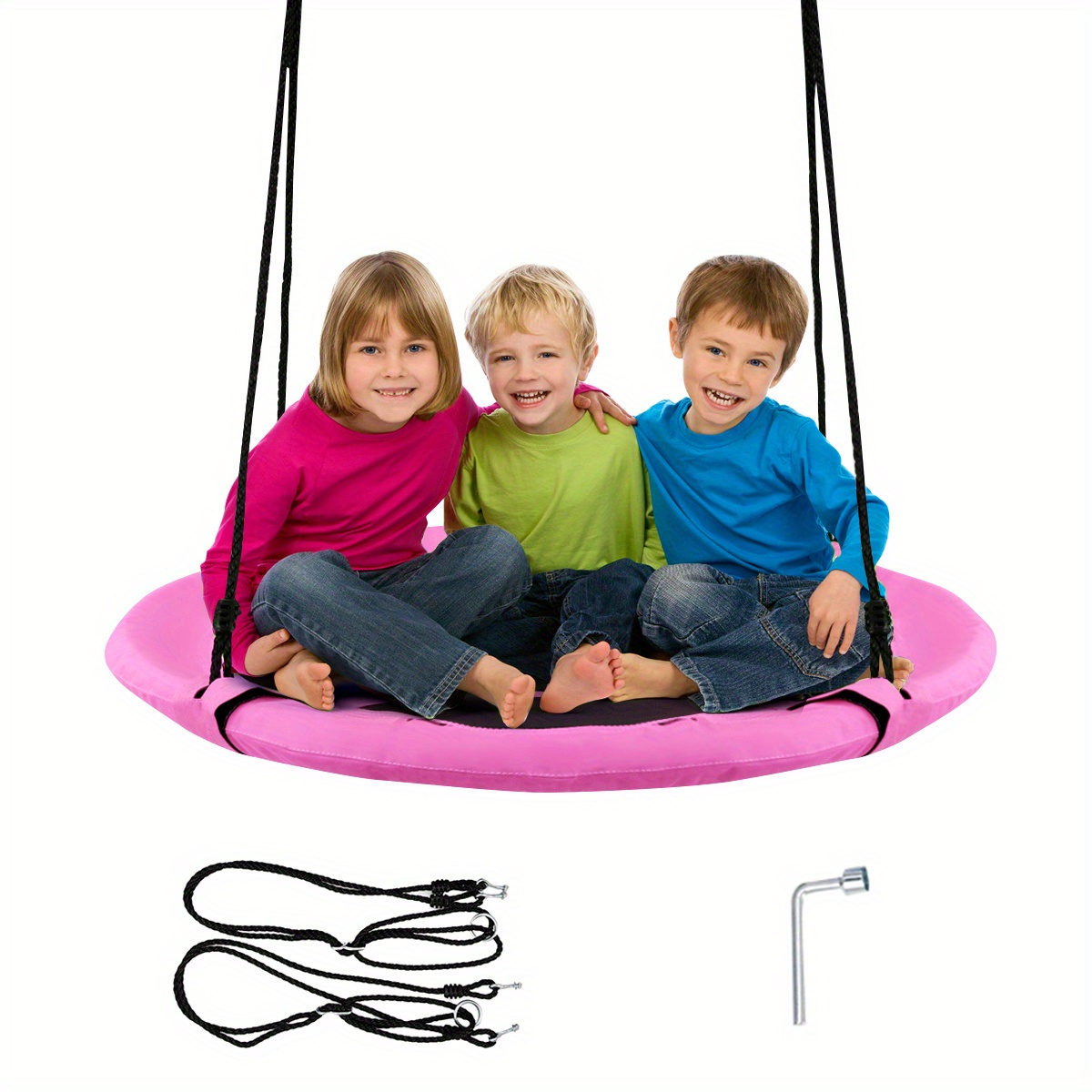 

Multigot 40" Flying Saucer Tree Swing Indoor Outdoor Play Set Kids Christmas Gift Pink