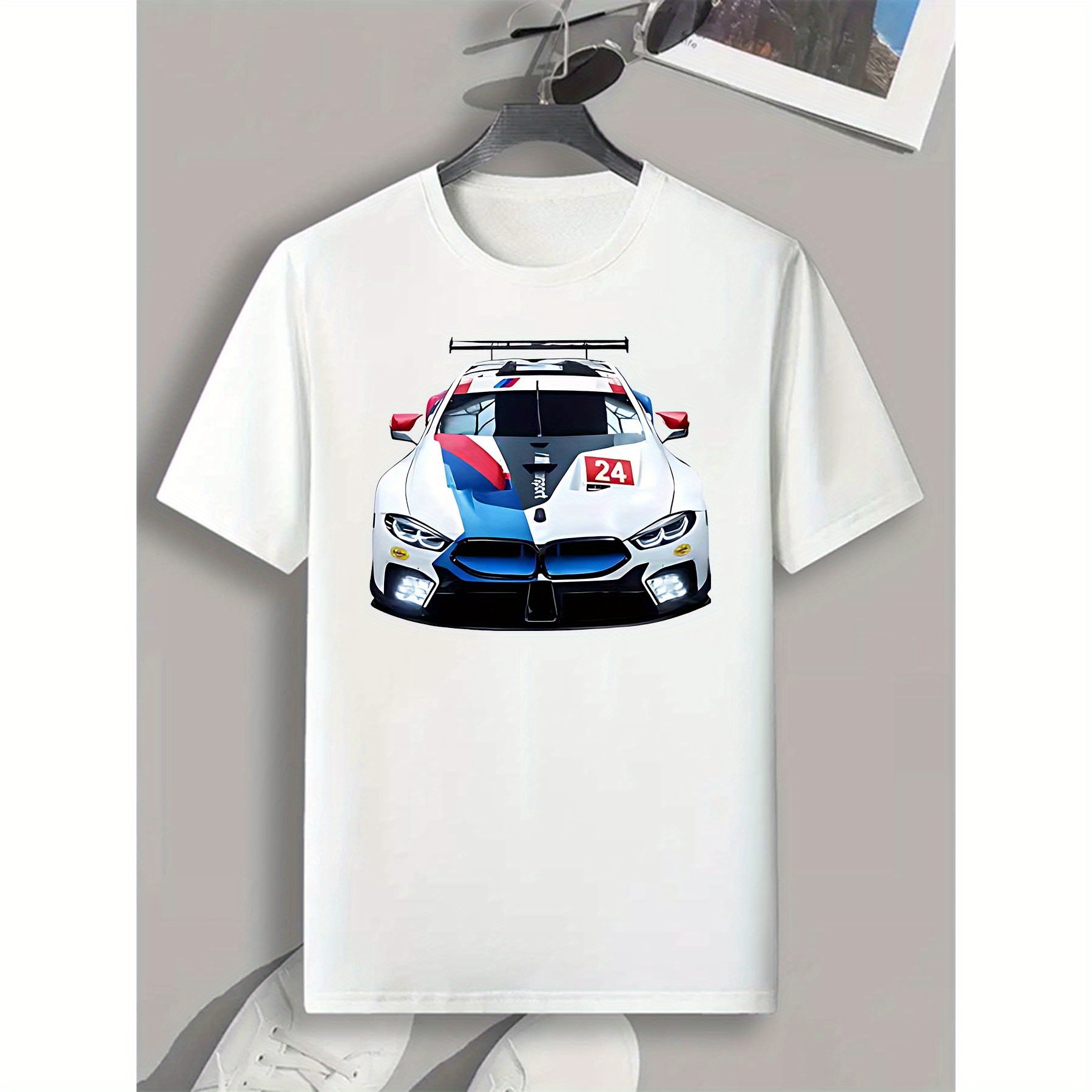 

Men's Casual & Stylish T-shirt, Cool Car Print T-shirt For Sports & Exercise