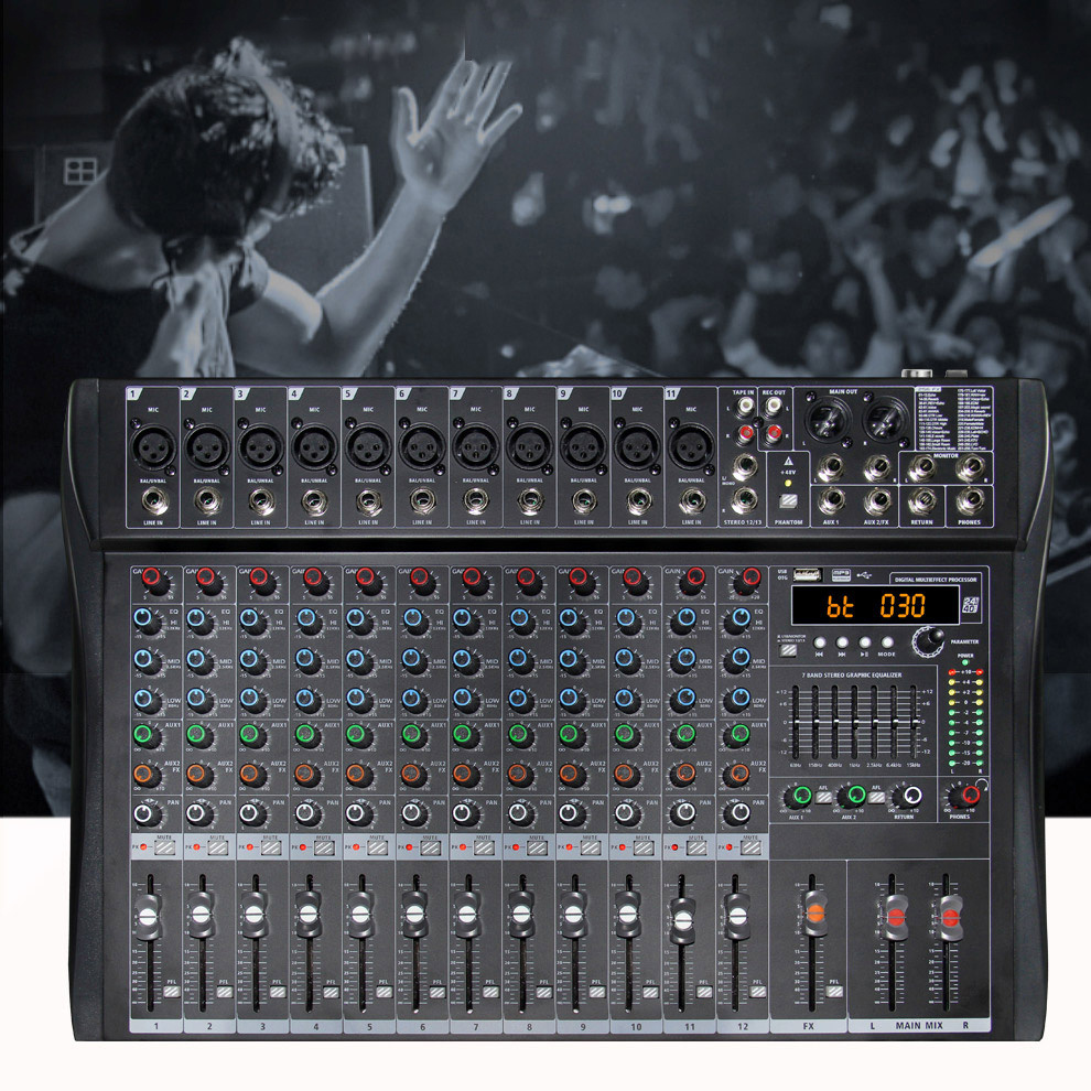 professional 8 12 channel usb mixer with 256 effects dream power supply enhance your music experience