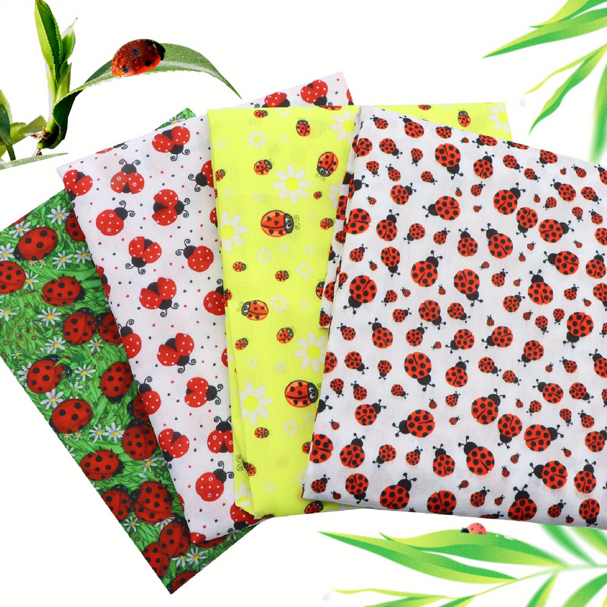 

1pc 57x19.68inch(50x145cm) Motif de ladybug en tissu de polyester pour patchwork, fournitures de couture pour la fabrication de vêtements de poupée, création de portefeuille DIY