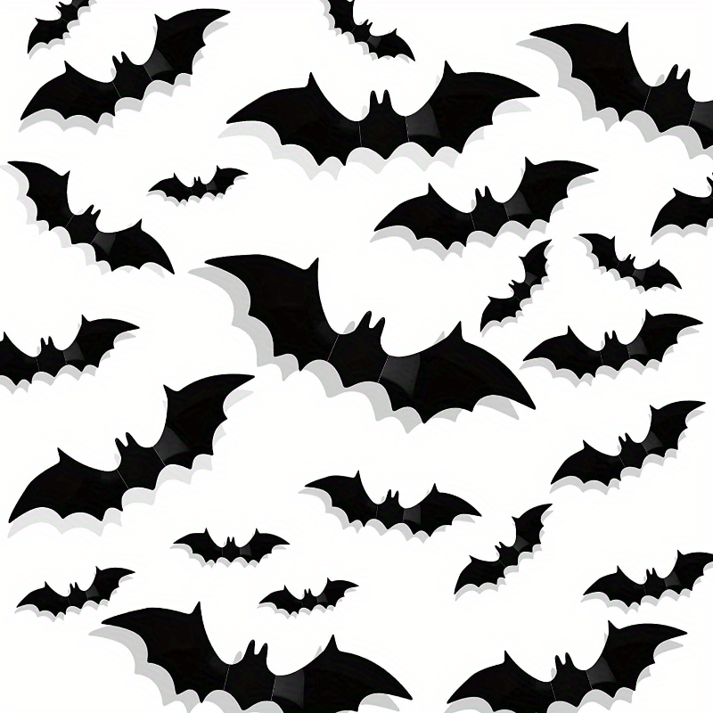 set of 48   pvc bats for halloween creepy decorations for bars wall stickers ideal for halloween celebrations and  