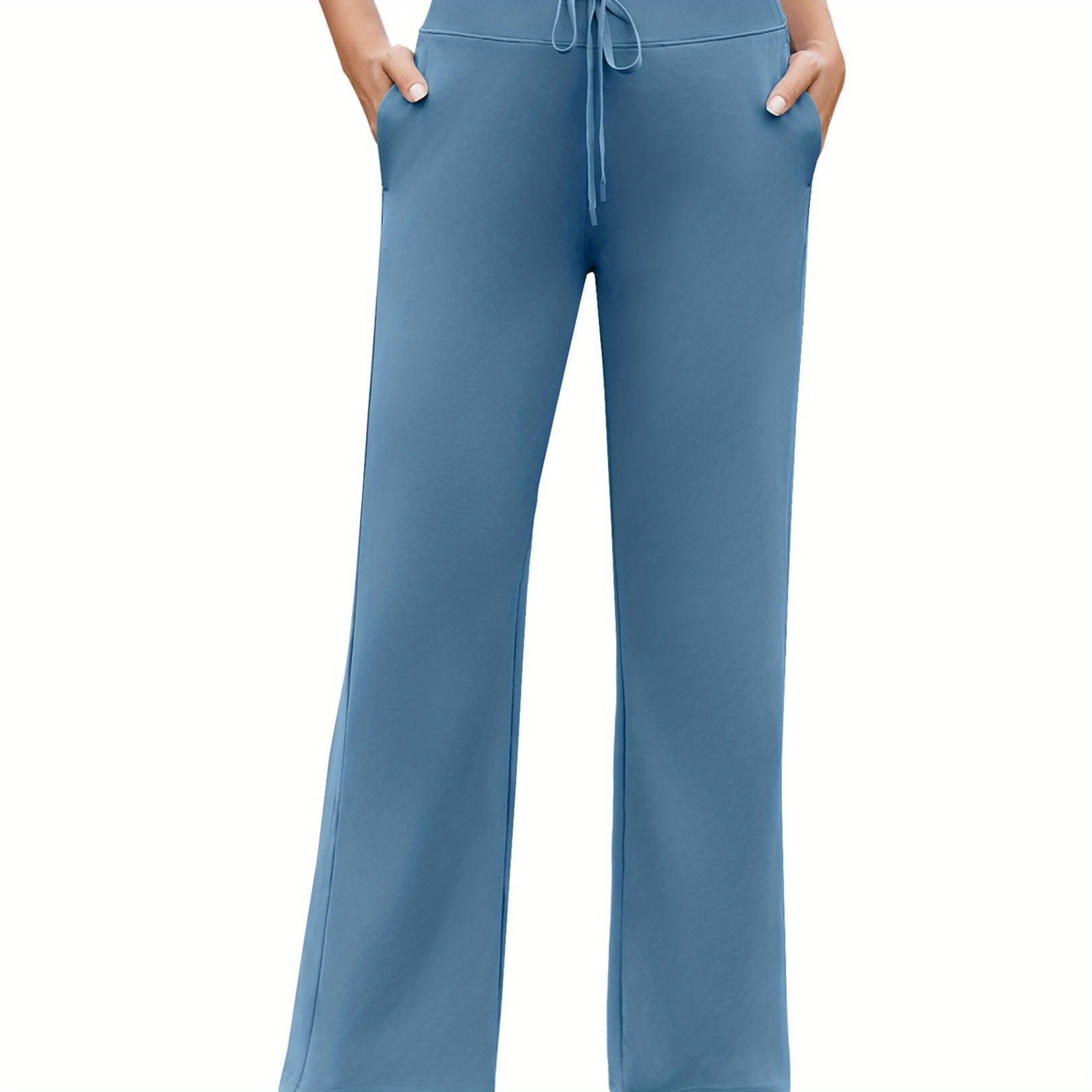 

Upf 50+ Drawstring Sweatpants Wide Leg Yoga Pants Women High Waisted Workout Pants 4 Pockets