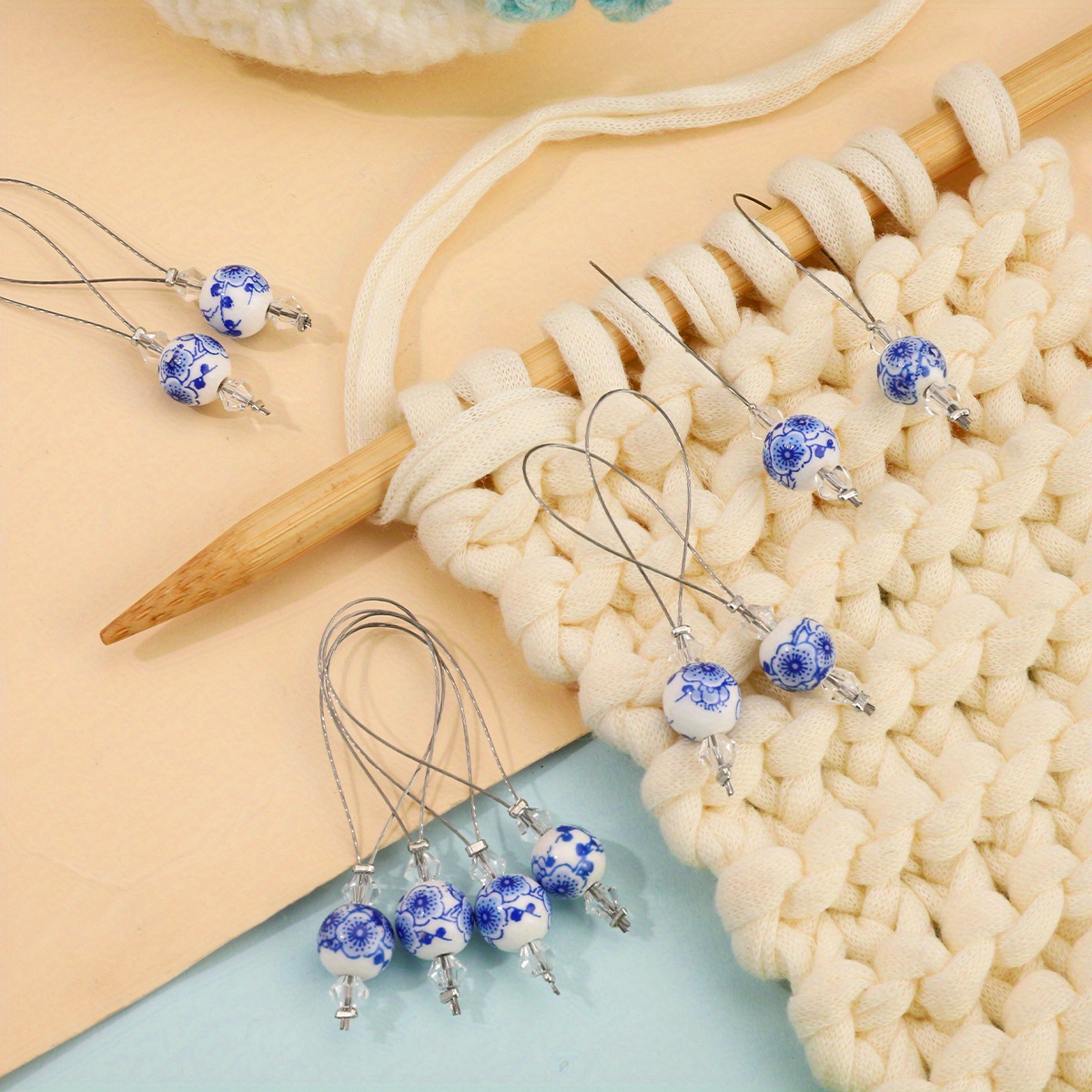 10pcs set blue beads pendant markers crochet - Temu Finland display picture 3