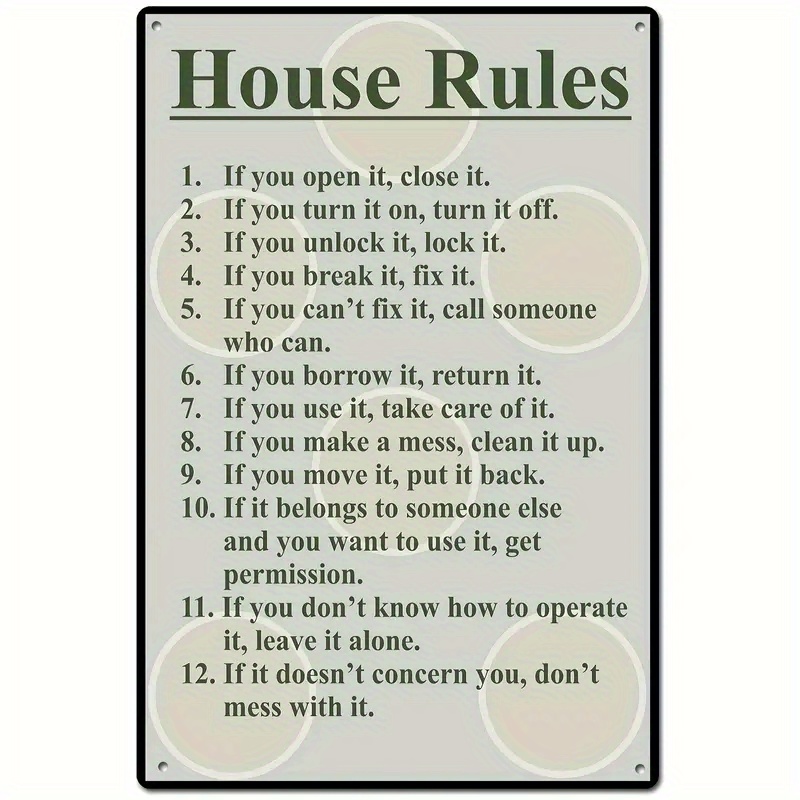 

2pcs House Rules Funny Tin Sign Metal Wall Poster Wall Decor Door Plaque 12x8 Inch Wall Decor Art Home Decor Room Decor Coffee Bar Decor Restaurant Decor