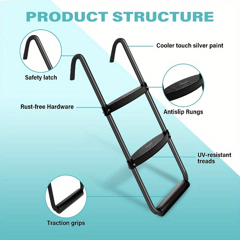 Simple Deluxe Trampoline Ladder With Horizontal And Wide Steps, 12FT