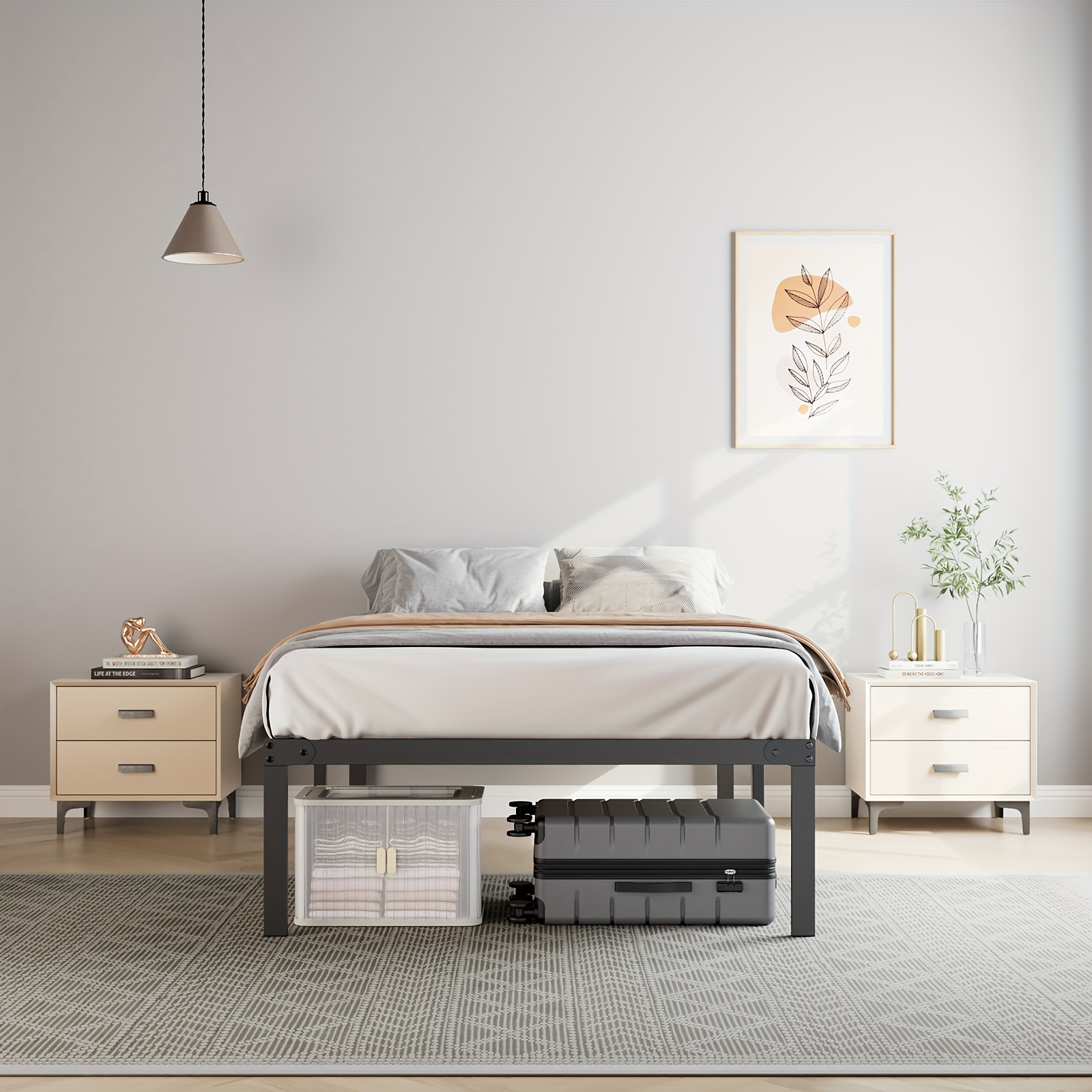 TEMU Antonia Bed Frame-twin Size Metal Platform Bed Framemattress Foundation With Steel Slat Support, No Box Springneeded, Storage Space Under Frame,