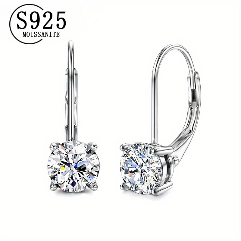 

A Pair Of Studs 925 Sterling Silver 1 Carat Moissanite Four- Stud Earrings Are Fashionable, Simple And Elegant, Birthday, Anniversary, Valentine's Day Jewelry Gift With Gift Box