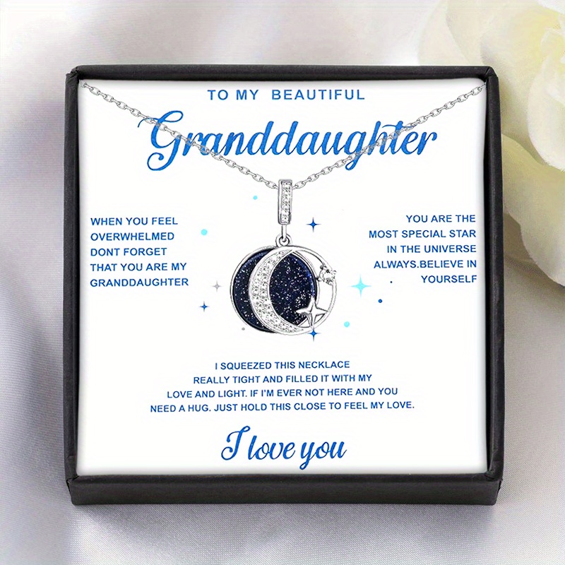 TEMU To My Beautiful Granddaughter, Necklace, Star Necklace, Moon Necklace, Gift For Her, Wedding Jewelry, Birthday Gift