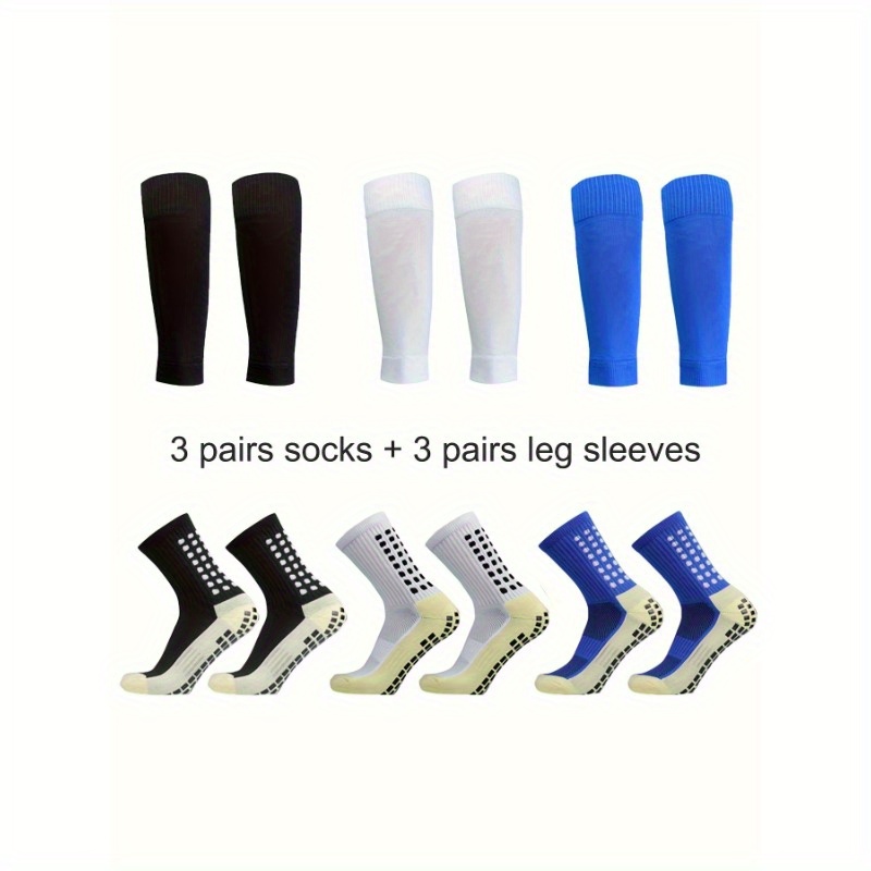 

6 Pairs Comfort Sports Leg Socks - Ultra-breathable, Anti-slip Silicone Grip For Football & Soccer - High-performance Outdoor Adventures Set