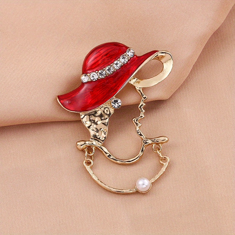 

Vibrant Red Enamel Flower Hat Brooch - Unique Sunhat Shape Design, Perfect Shirt Accessory With Secure Pins - Ideal Gift For Friends And Family