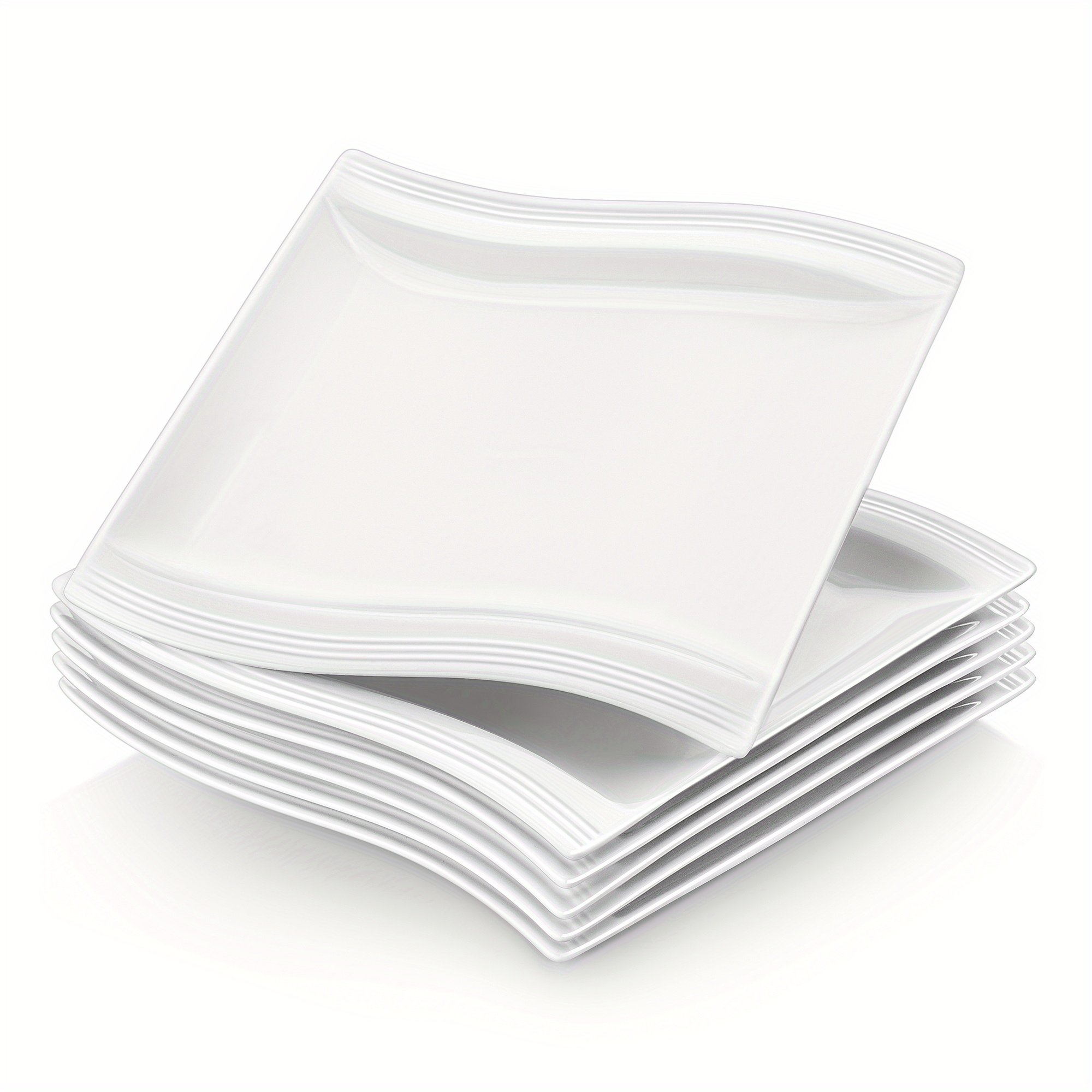 8-inch Square Porcelain Salad Plates, Set Of 6