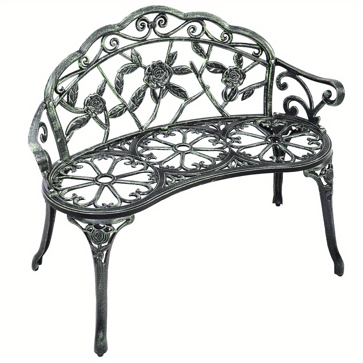 

Maxmass Outdoor Garden Bench Chair Loveseat Cast Aluminum Patio Antique Rose