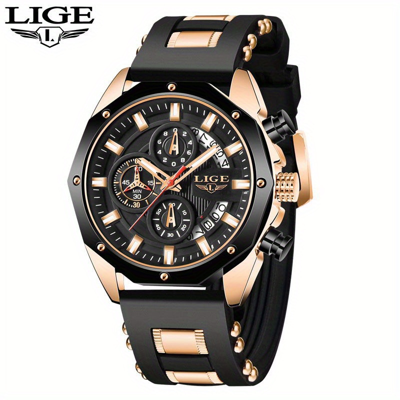 TEMU Casual Fashion Quartz Watch, Mineral Lens/silicone Strap/ Display, Chronograph Calendar Pointer Big Dial Sports Watches, Suitable For Women/men, For Present