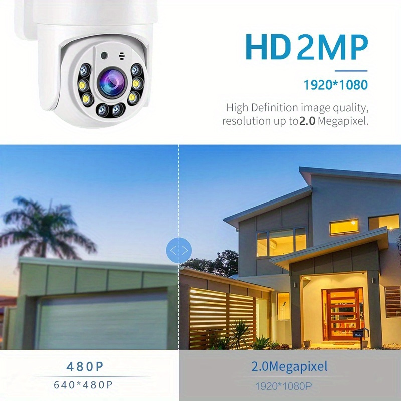 waterproof wifi security camera with ptz 360 panoramic view ai human detection two way audio   night   home surveillance details 2