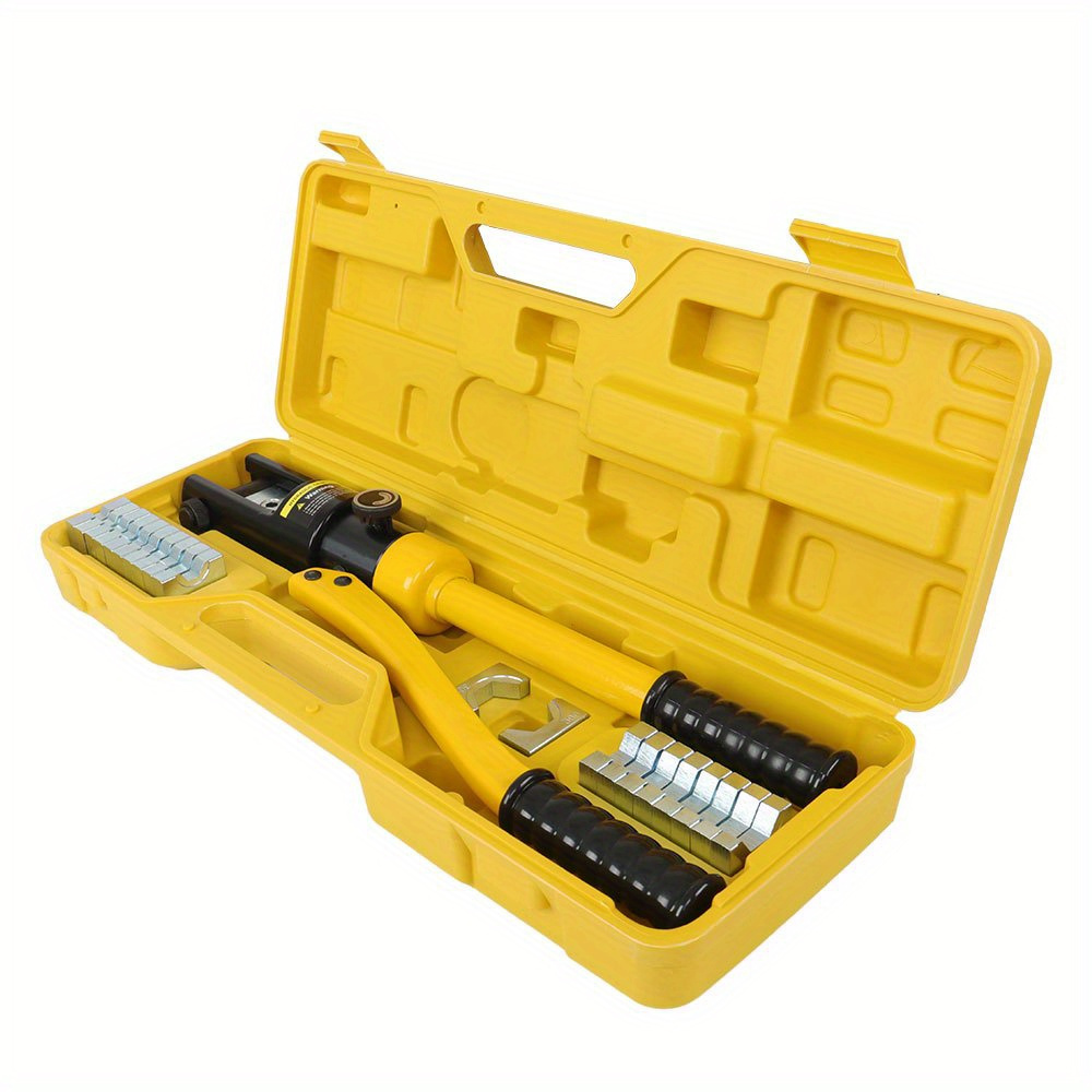 

16 Ton Hydraulic Cable Lug Crimper, 6 Awg To 600 Industrial Hydraulic Crimping Tool, Electrical Terminal Cable Wire Tool With 11 Dies (16, 25, 35, 50, 70, 95, 120, 150, 185, 240, 300)