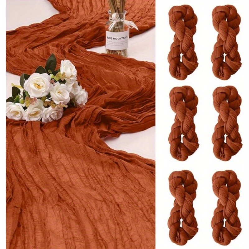 

6pcs Rust Red Table Cloth Bohemian Rural Style Desktop Decoration Suitable For Festivals And Wedding Decoration