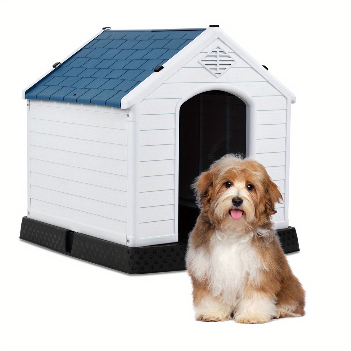 TEMU Multigot Plastic Dog House Pet Puppy Shelter Waterproof Indoor/ Outdoor Ventilate Blue