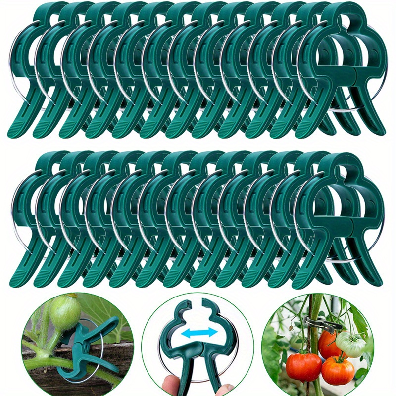 

50pcs, Green Gentle Gardening Plant & Flower Lever Loop Gripper Clips, Tool For Supporting Or Straightening Plant Stems, Stalks, And Vines, Garden Clips