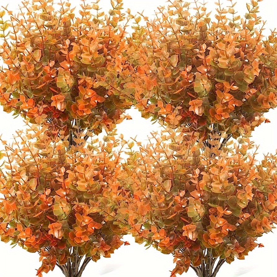 

8 Bundles Of Artificial Flowers Faux Autumn Plants, Indoor Outdoor Artificial Fall Flowers Uv Resistant Plants For Thanksgiving Christmas Harvest Festival Party Home Garden Fireplace Decor