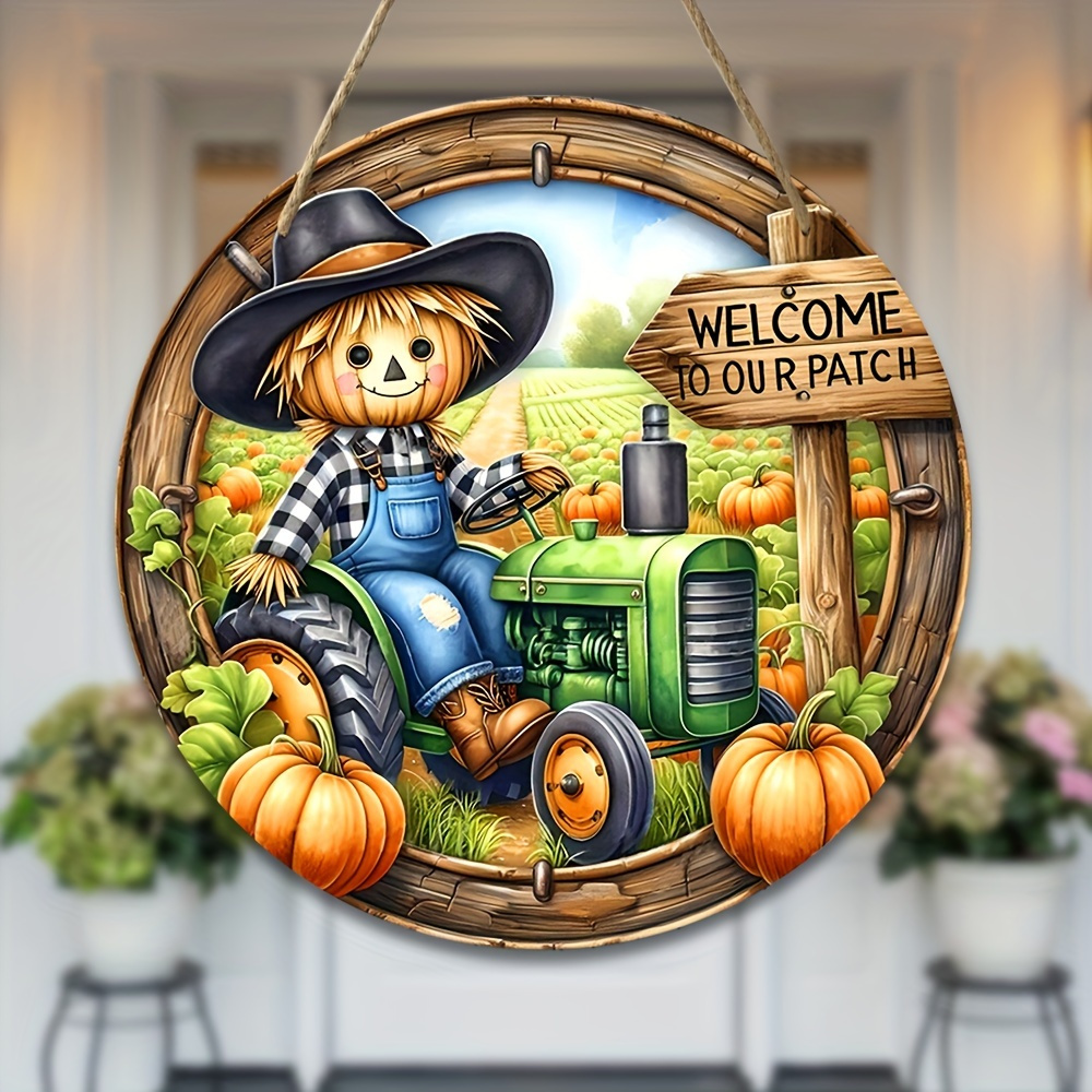 

Festive Autumn Harvest Wreath: Vintage Wooden Sign With A Cheerful And Pumpkins, Perfect For Thanksgiving Or Fall Decor