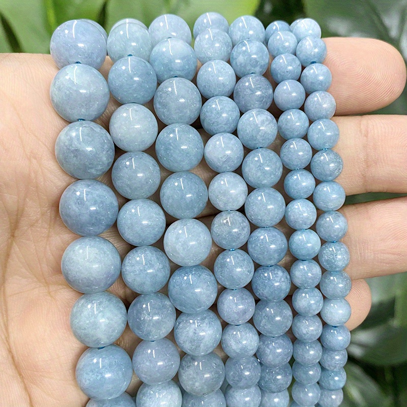 

Jiowef Blue Chalcedony Beads - Smooth Natural Stone For Diy Jewelry Making, Bracelets, Rings, Earrings - 15" Strand, Sizes 6/8/10mm