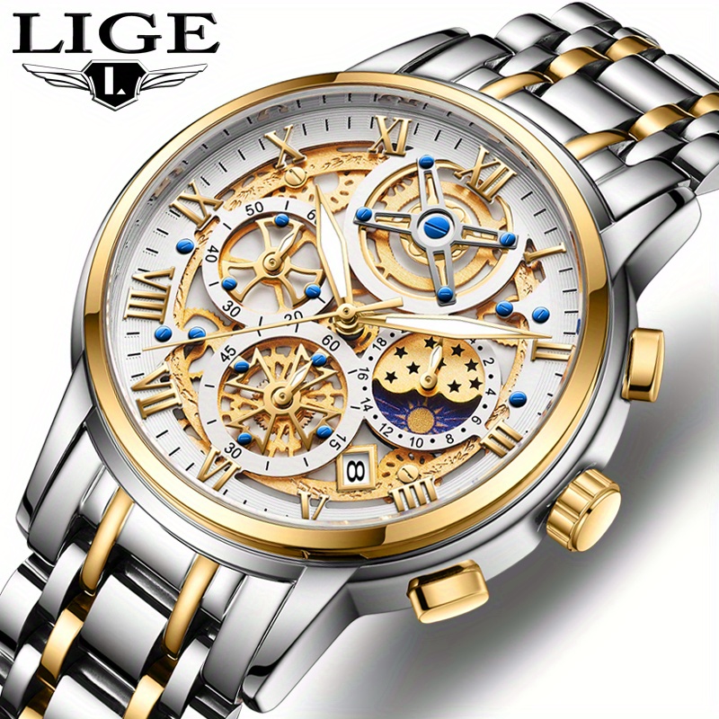 

Lige Fashion Quartz Watch, Luminous Display, 24 Hours Calendar Business Casual Watch, Waterproof, Business Casual Timepiece For Women & Men, Ideal Choice For Present