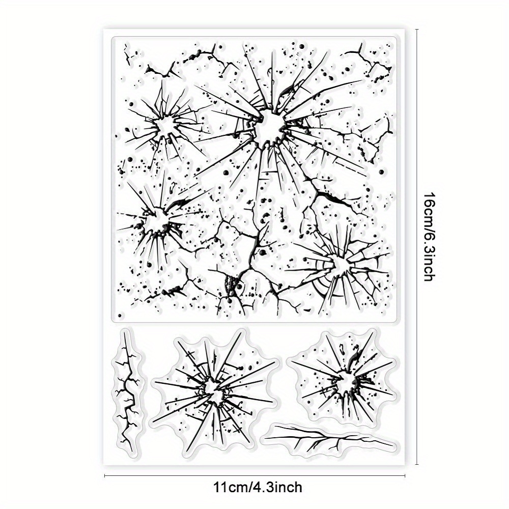 1sheet Clear Silicone Background Stamps For Diy Scrapbooking, Journal And Card Making - Black, Plastic