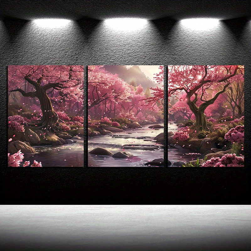  de pared en tríptico - de río de en flor, juego de 3 piezas sin marco, decoración de pared en la para y dormitorio, floral (12x18 pulgadas una) - wxa0477 detalles 7