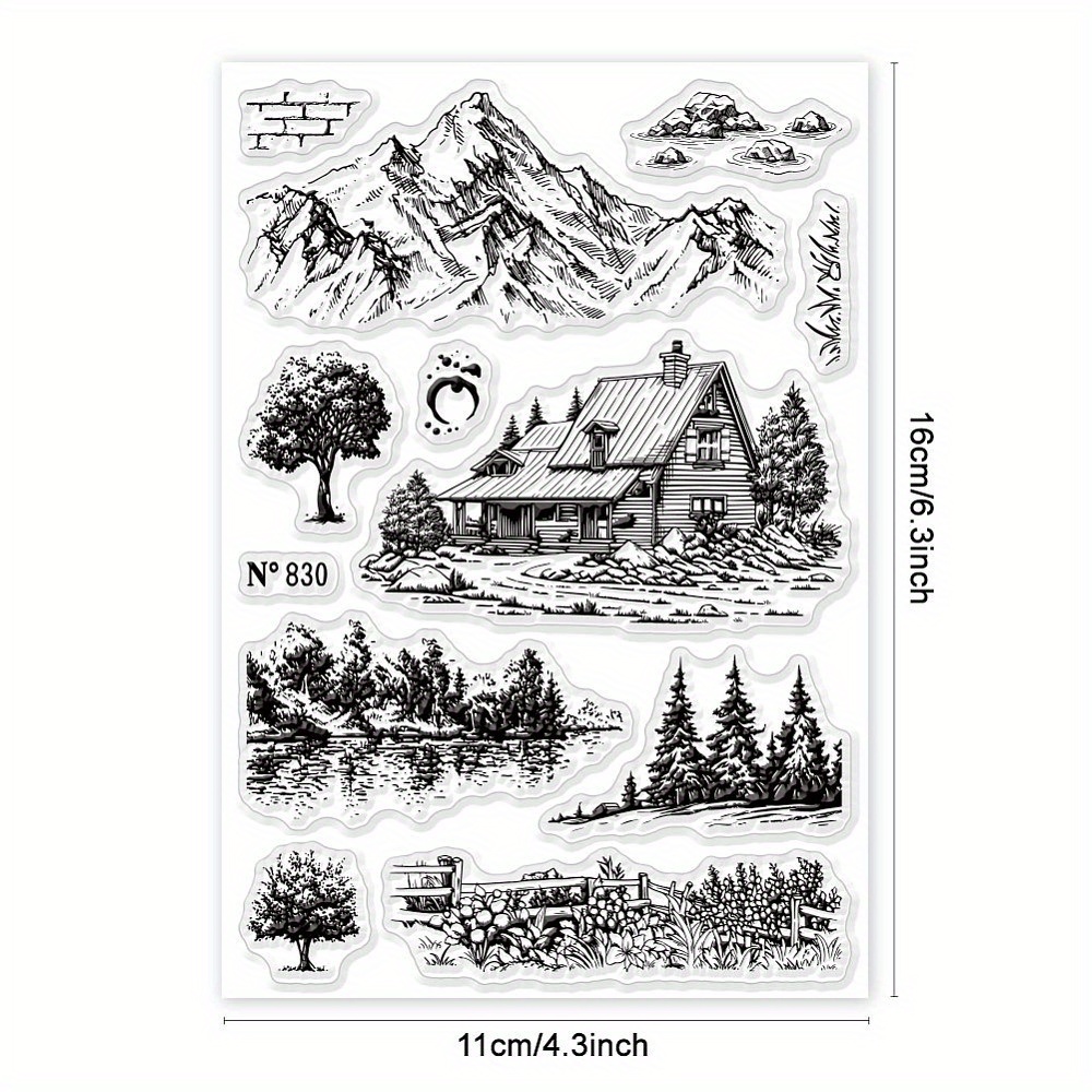 Image of 1 Sheet Of Clear Pvc Plastic Stamps For Scrapbooks, Photo Albums, And Decorative Cards Featuring Mountains
