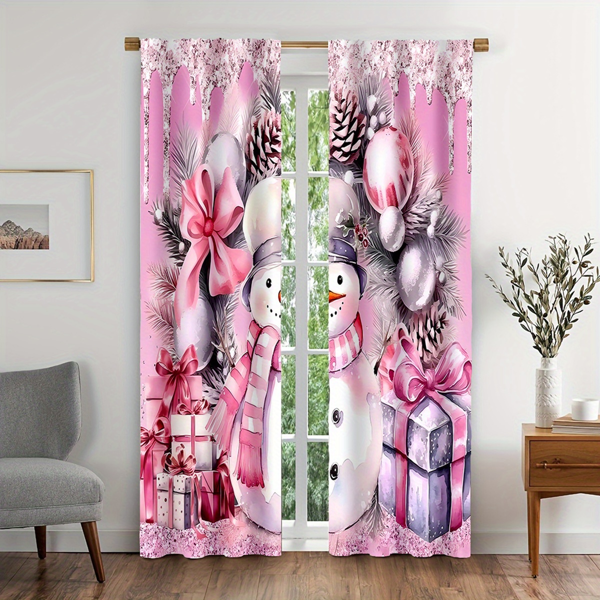 TEMU Lot de 2, Décoration de Noël, Motif de Neige, Rideau de Porte, Rideaux de Dessin Animé, Éclairage et Ambiance d'Air Confortables pour Chambre,