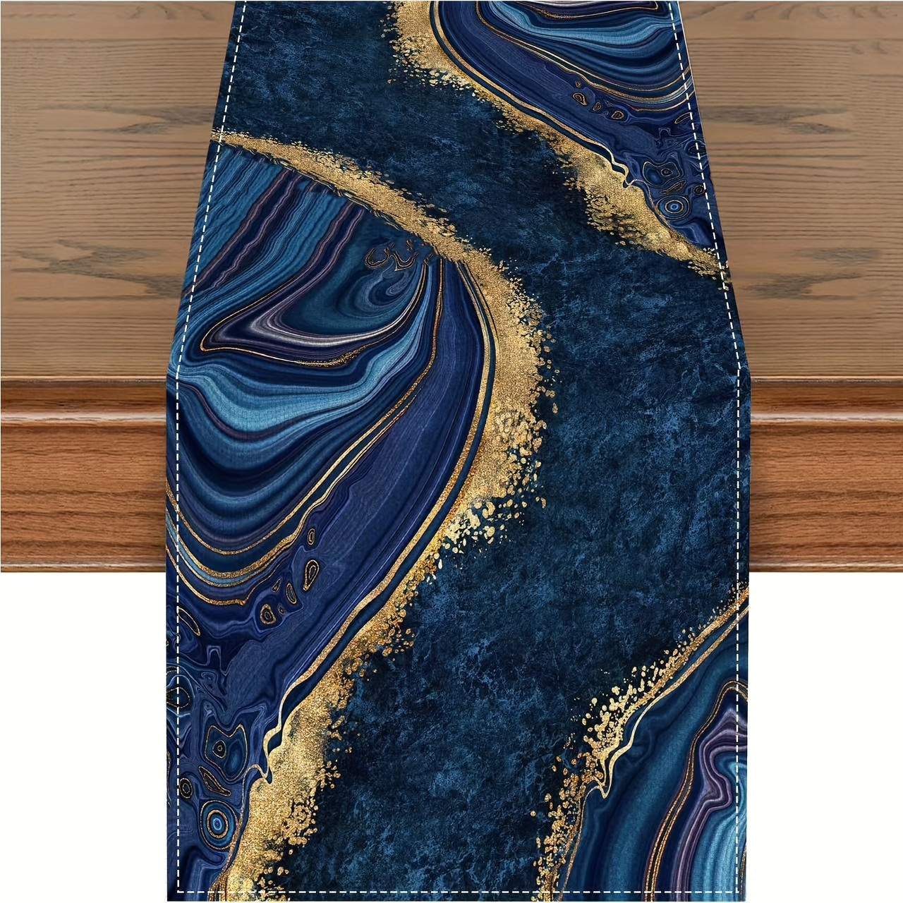 

Elegant Marble Pattern Table Runner - Polyester, Kitchen & Dining Room Decor, Indoor/outdoor Use, Ideal For Parties And