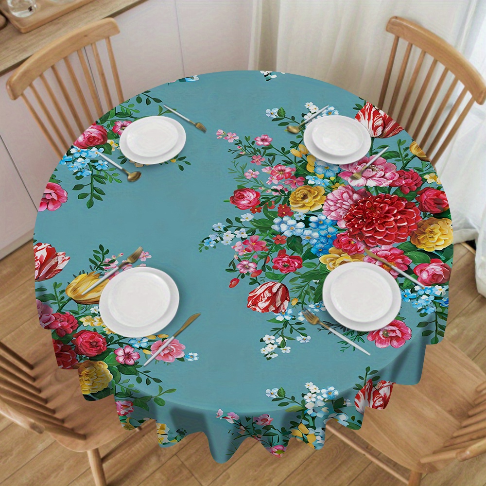 

Chic Floral Round Tablecloth - Parties & Events, Polyester, Mixed Colors