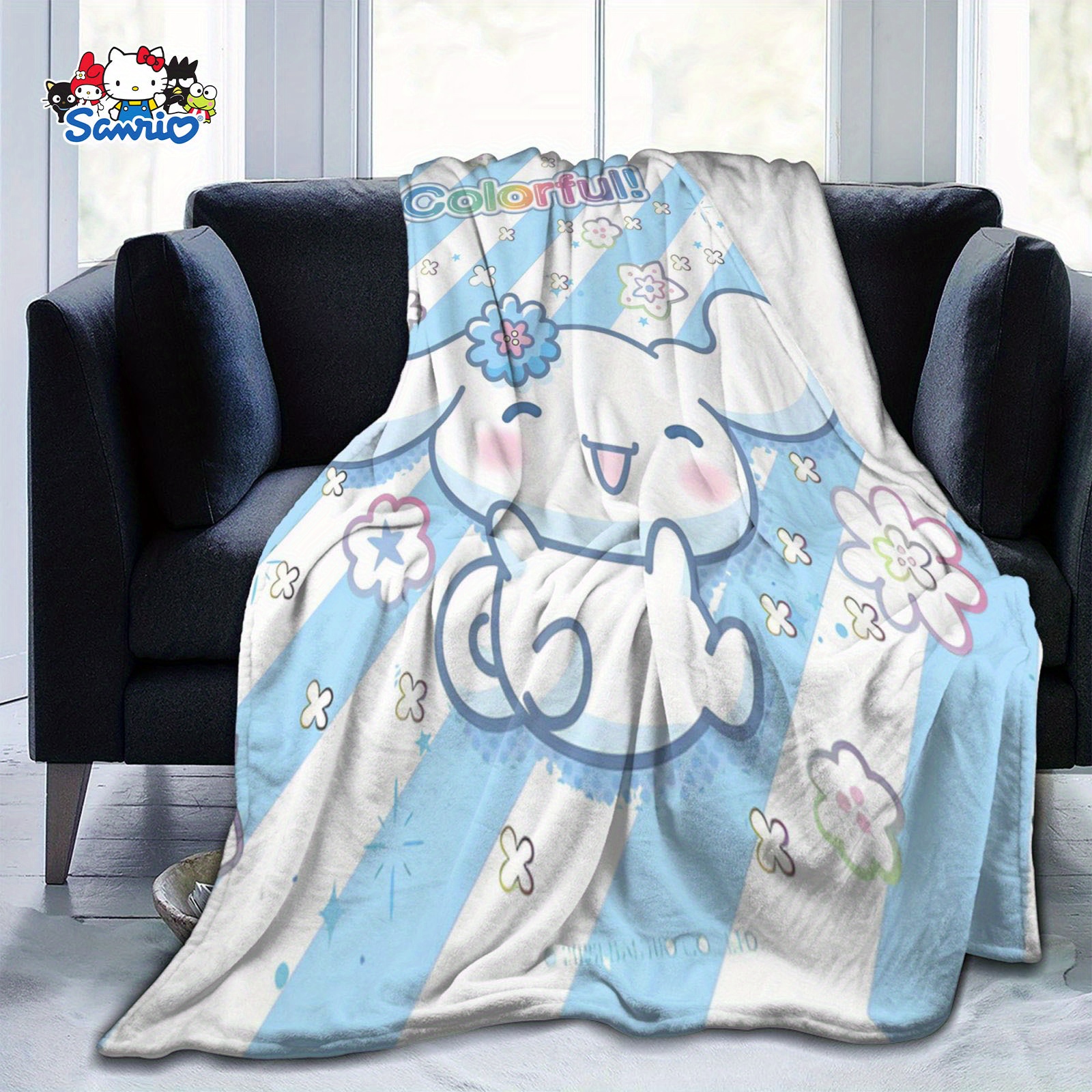 TEMU 1pc Authorized By Cartoon Cinnamoroll Printing Throw Blanket For Adults All Flannel Fleece Blanket Soft Warm Plush Blankets For Couch Sofa Bed Camping Travel
