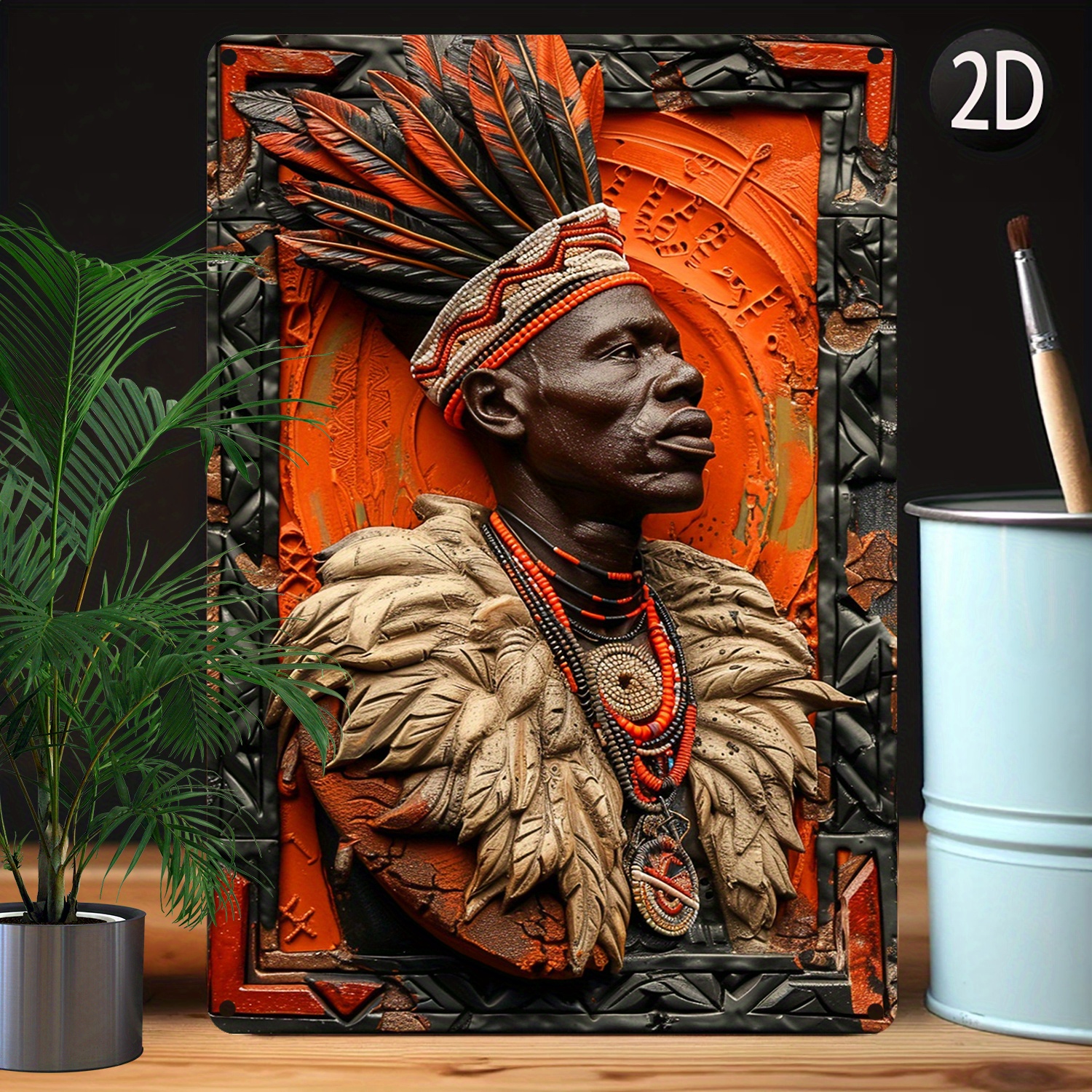 

Zulu Warrior 8x12" Metal Tin Sign - Vintage Autumn & Winter Decor For Apartment, Garden, Or Studio - Perfect Father's Day Gift