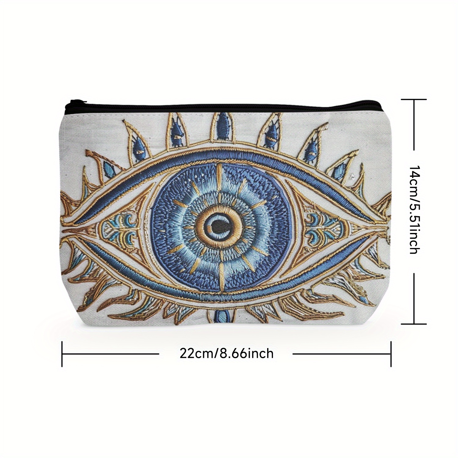 TEMU 1pc Evil Eye Pattern Makeup Bag, Zipper Portable Travel Storage Bag, Lightweight Toiletry Bag