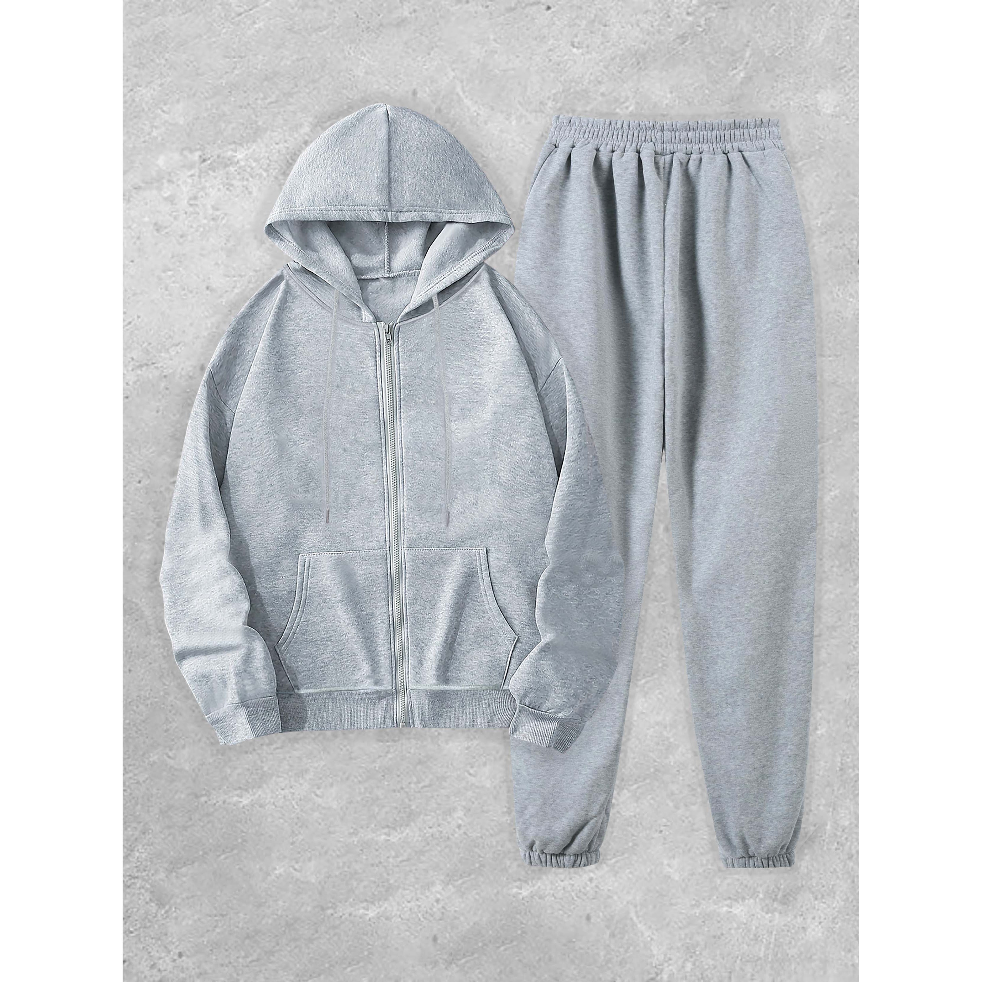 

Ensemble Décontracté pour Femme avec Hoodie à Fermeture Éclair & Joggers - Imprimé Lettres, Mélange de Polyester, Lavable en Machine - Noir