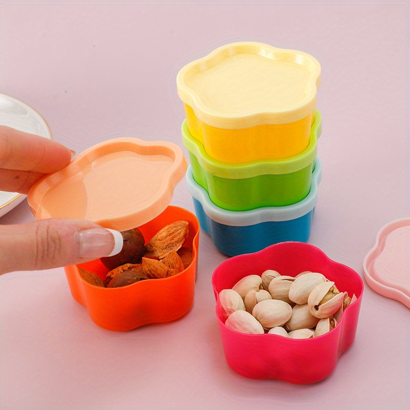 

5-piece Set Multicolor Mini Snack Storage Containers, Plastic Food Contact Safe, Rainbow Candy & Nuts Organizer, Kitchen Seasoning & Jam Holder