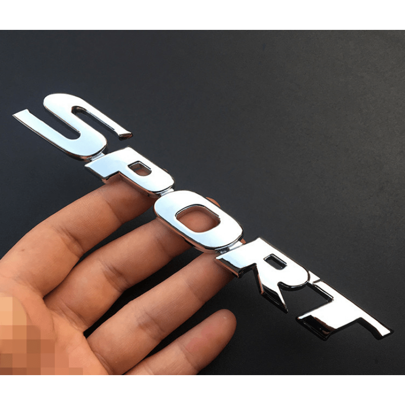 TEMU 3D Chrome "SPORT" - Autocollant Réfléchissant Métallique pour Portière de Voiture, Idéal pour et la Décoration du Véhicule, Sportif | Badge