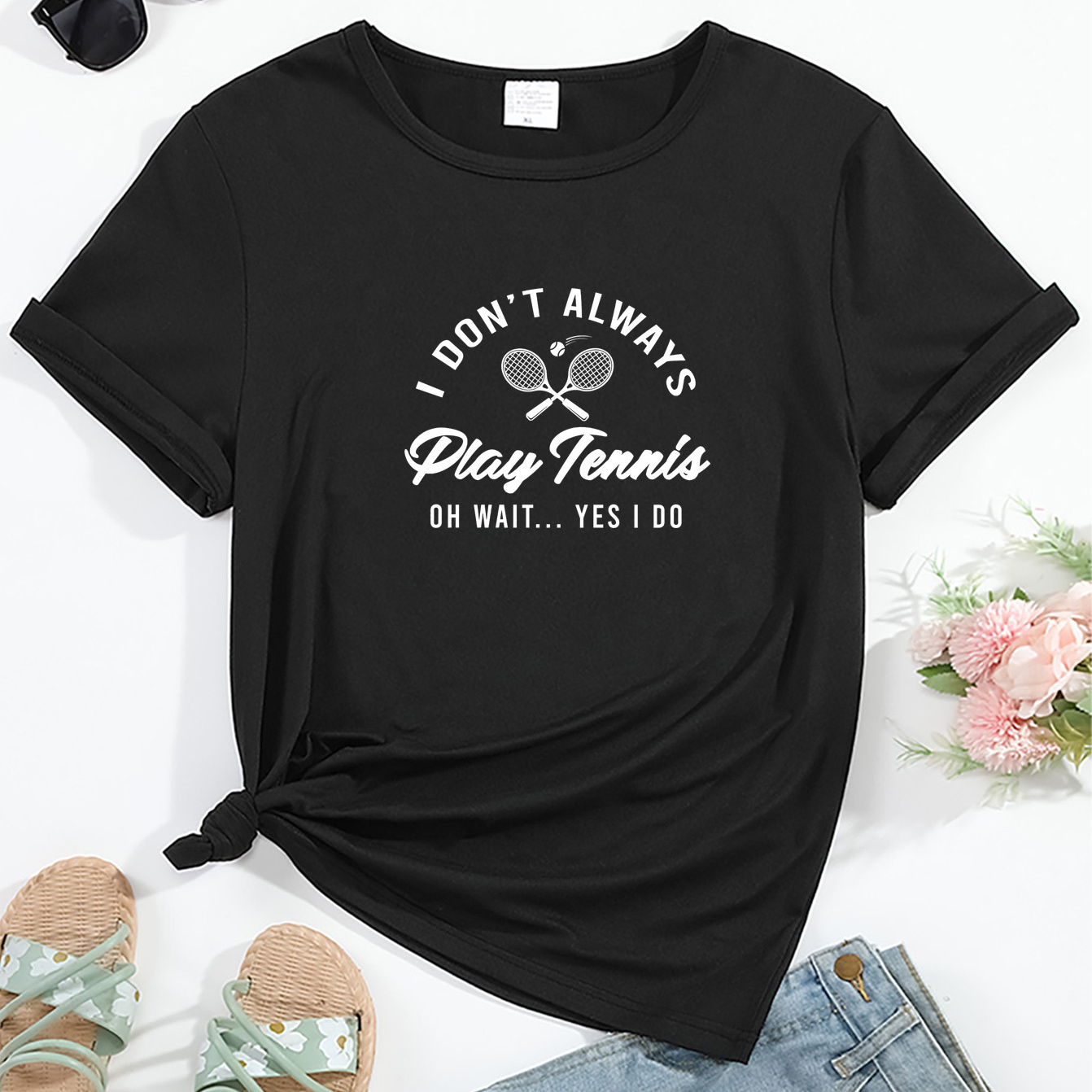 

Chic Women's Geometric Print T-shirt - Comfortable Polyester, Crew Neck, Short Sleeve Casual Top, Machine Washable