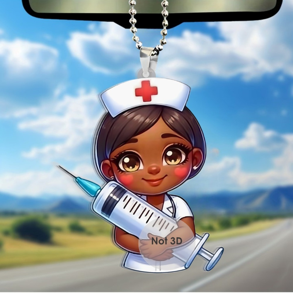 

1pc Nurse Theme Acrylic Rearview Mirror Car Pendant - Creative Hanging Nurse Girl Car Ornament - Durable, Weather-resistant Home & Vehicle Interior Decor Accessory