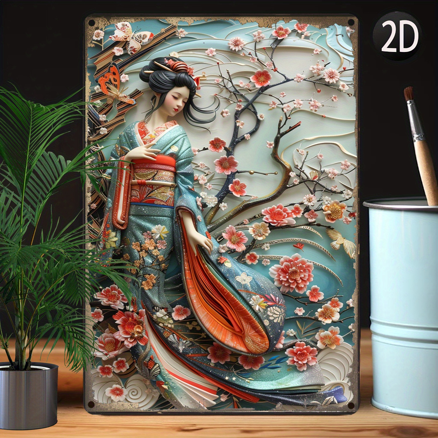 

timeless Piece" Vintage Japanese Kimono Metal Tin Sign - 8x12 Inches | Perfect For Gym, Office, Kitchen, Or Studio Decor | Funny Autumn & Winter Theme | Great Halloween Gift